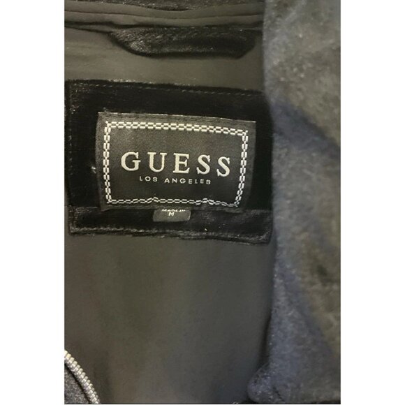 Guess Teoma Black Velvet Stretch Quilted Puffer Jacket Coat Sz M Y2K - Picture 4 of 7